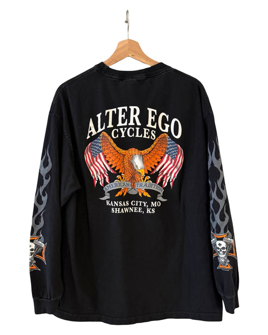 Vintage Alter Ego Motorcycle Long Sleeve Flames Tee