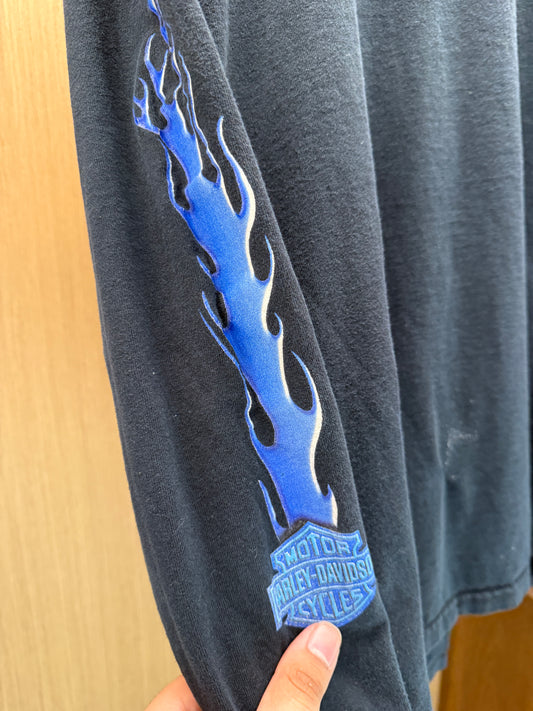 Vintage 2001 Harley Davidson Blue Flames L/S Tee