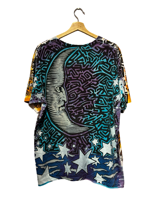 Vintage 90s Sun & Moon Liquid Blue Tee
