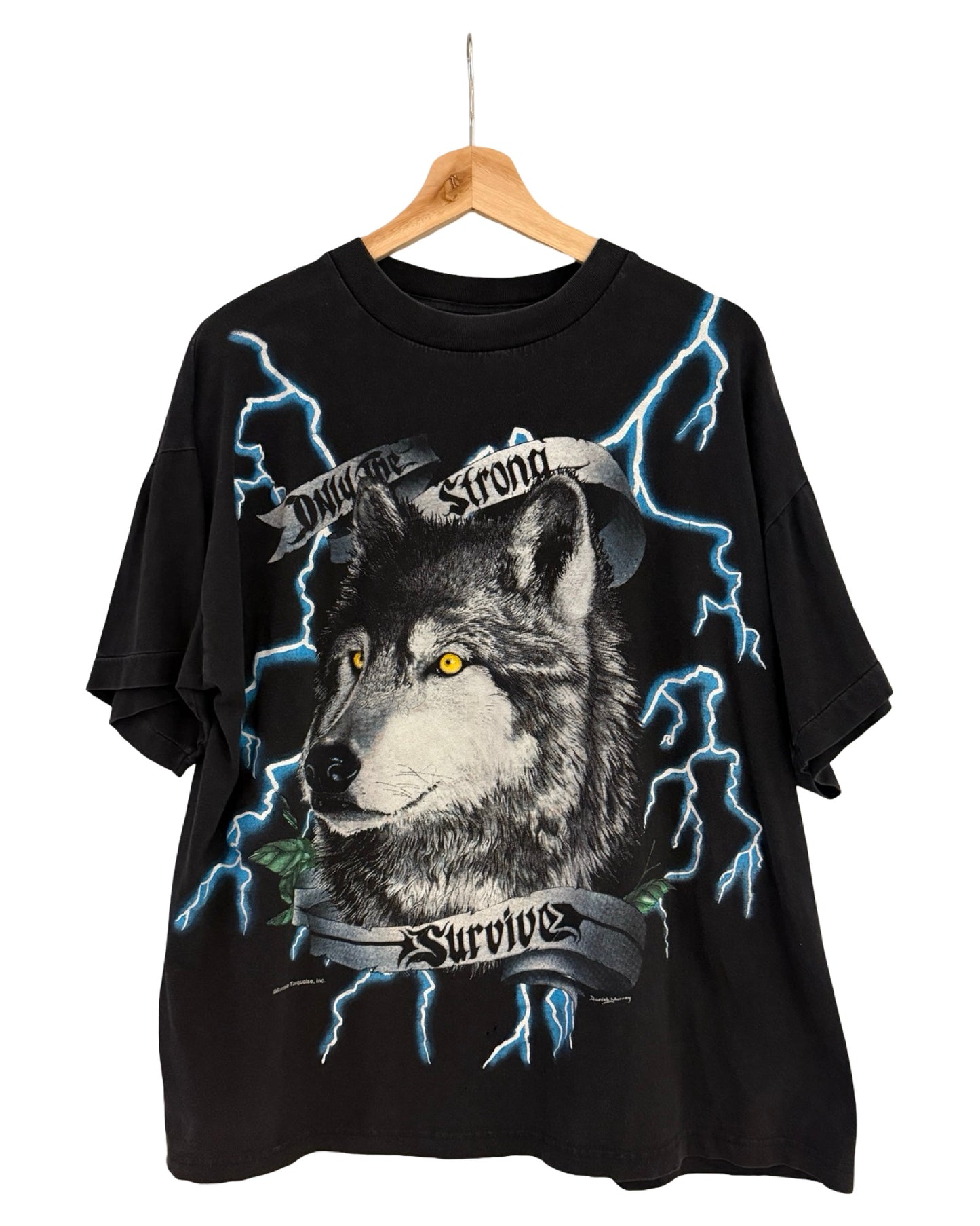 Vintage 90s American Thunder Survivors Wolf Tee
