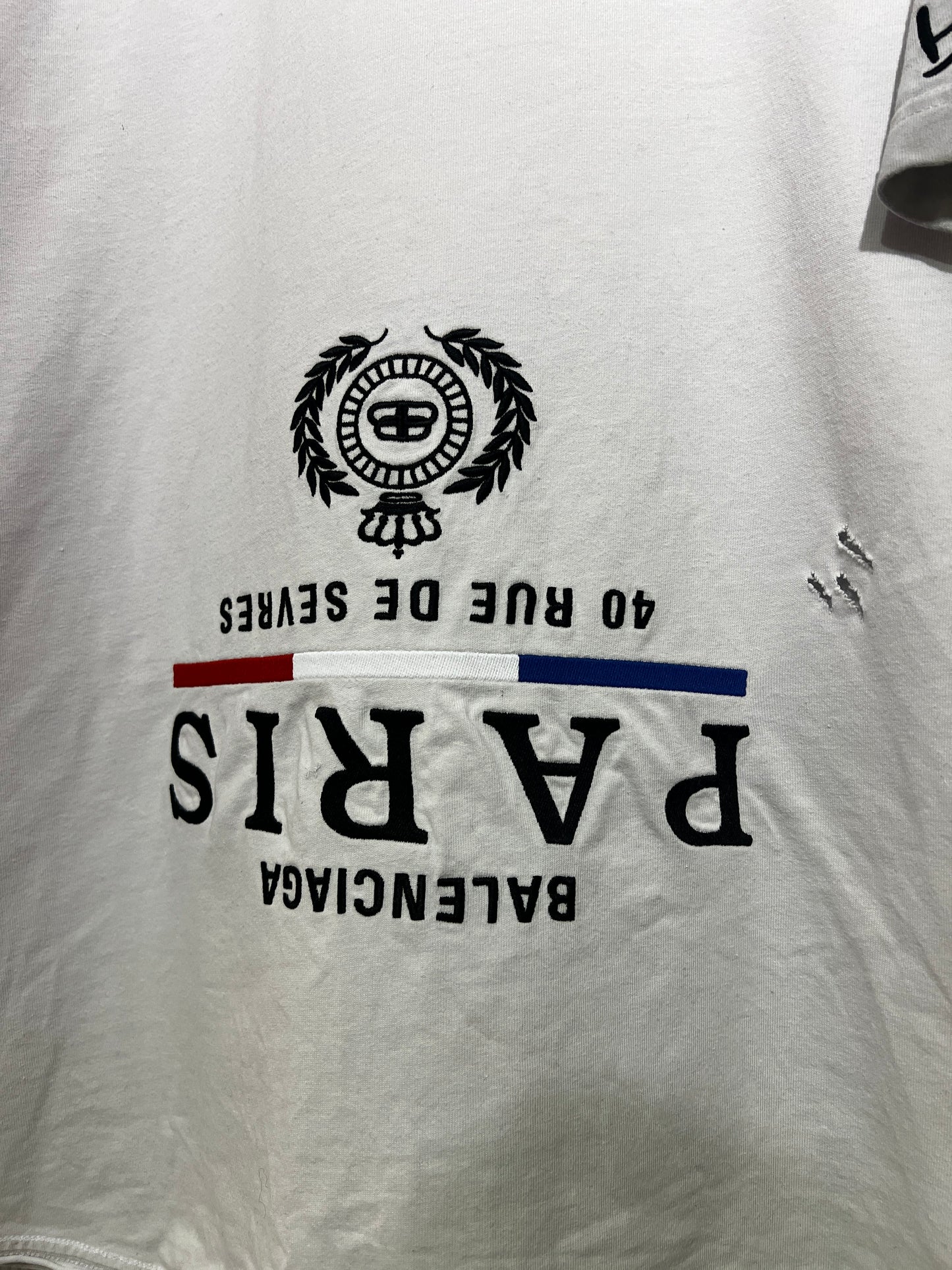 Archive Balenciaga Paris Upside Down Embroidered Patchwork Tee