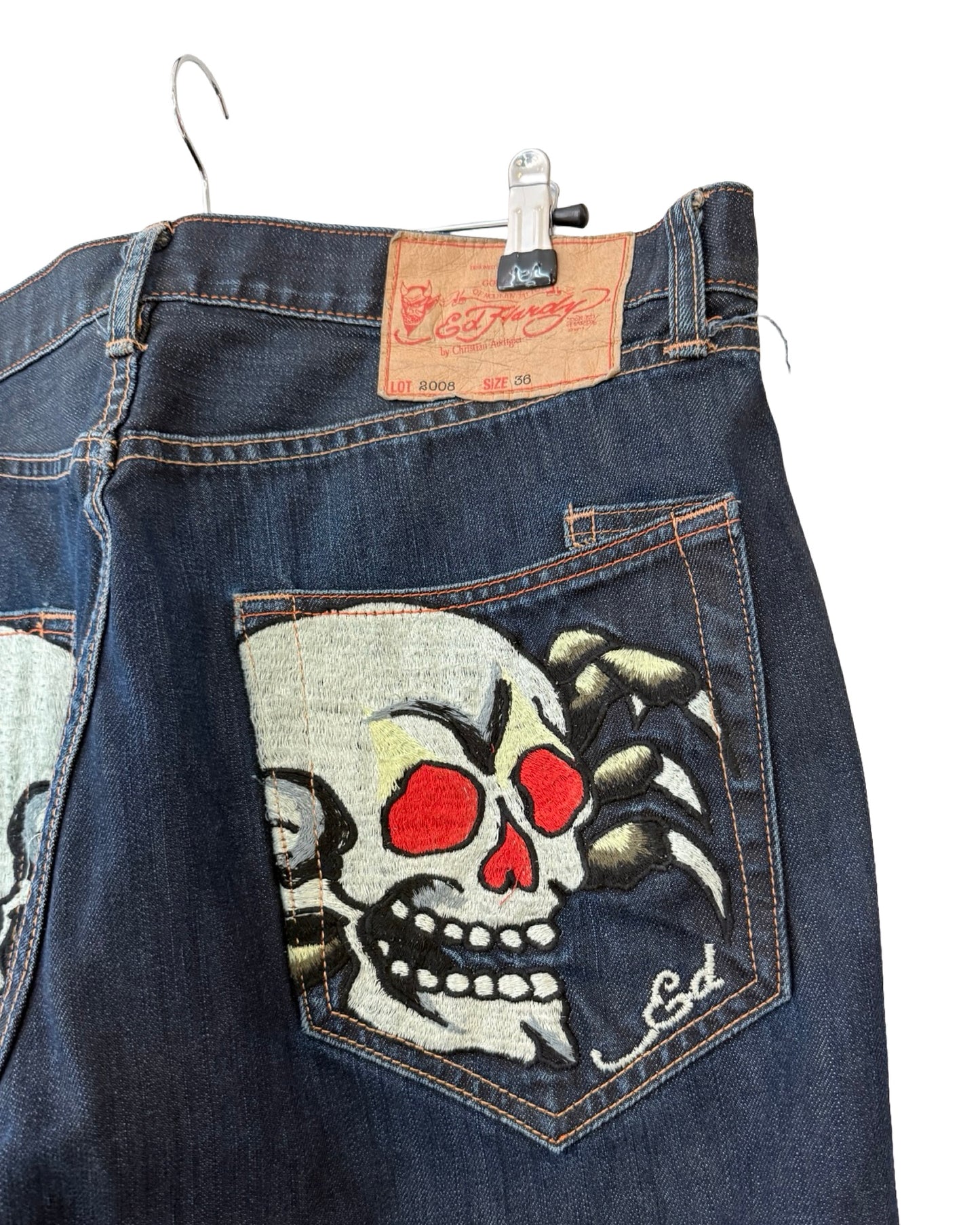 Vintage 36x32 Ed Hardy Baggy Embroidered Jeans