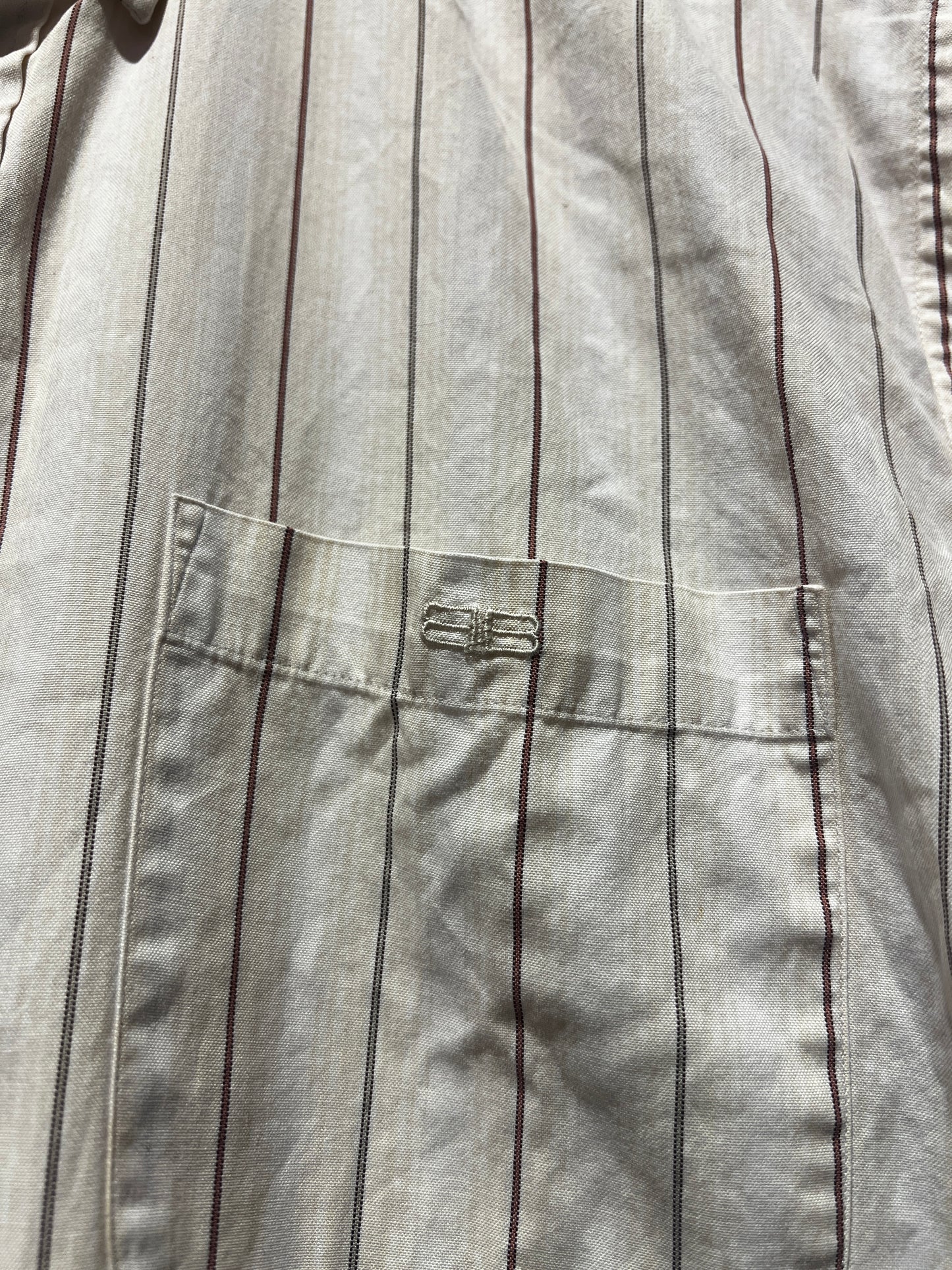Archive 90s Balenciaga Striped Short Sleeve Logo Shirt