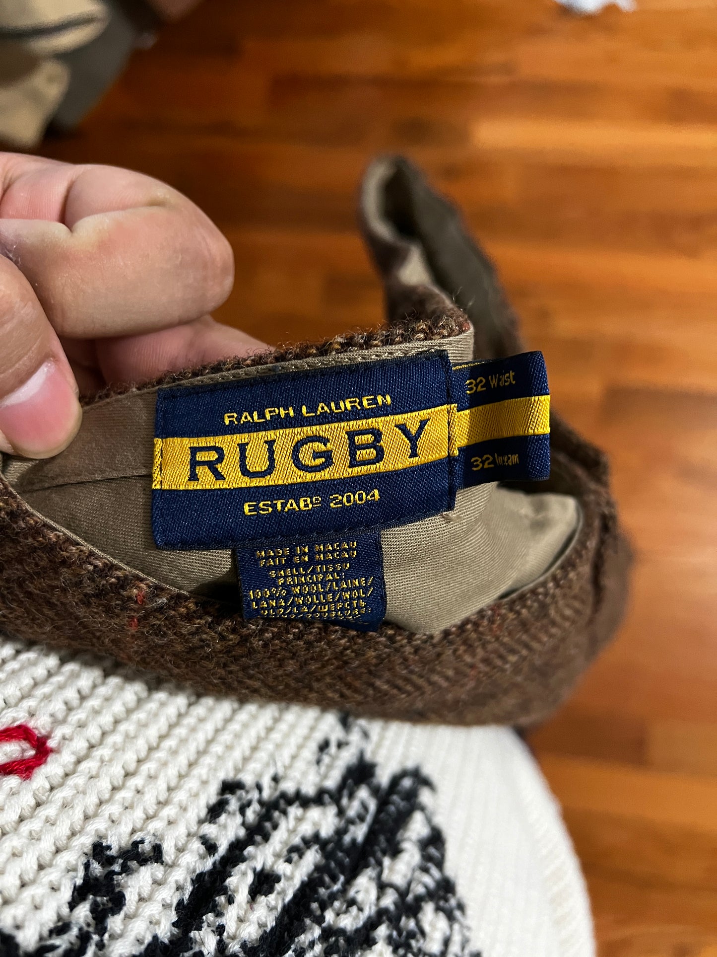 32 x 32 Vintage Ralph Lauren Rugby Wool Checkered Pants