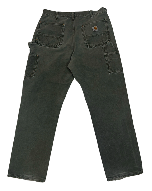 34 x 32 Vintage 90s Carhartt Washed Olive Double Knee Pants