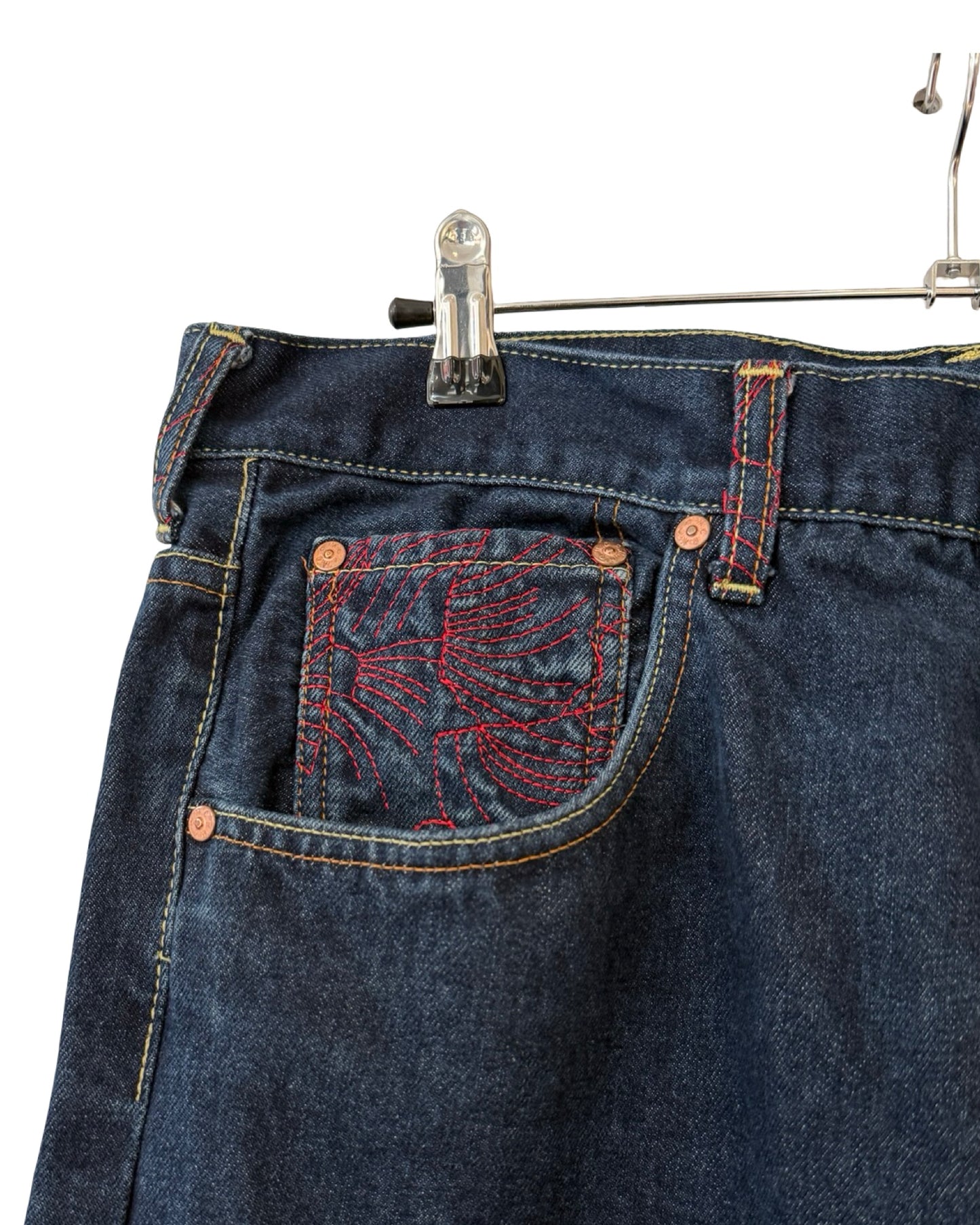 Vintage 36x32 y2k Red Monkey Embroidered Baggy Jeans
