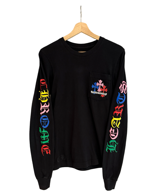 Chrome Hearts Multicolor Crosses Long Sleeve Pocket Tee