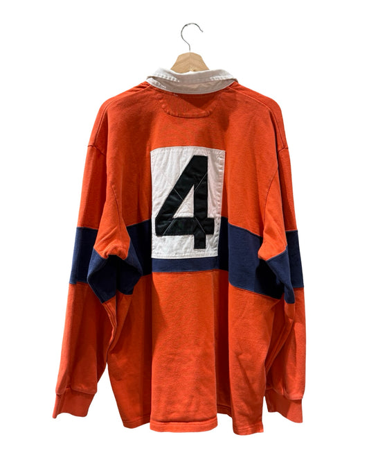 Vintage 90s Polo Sport Ralph Lauren 4 L/S Orange Blue Rugby Shirt