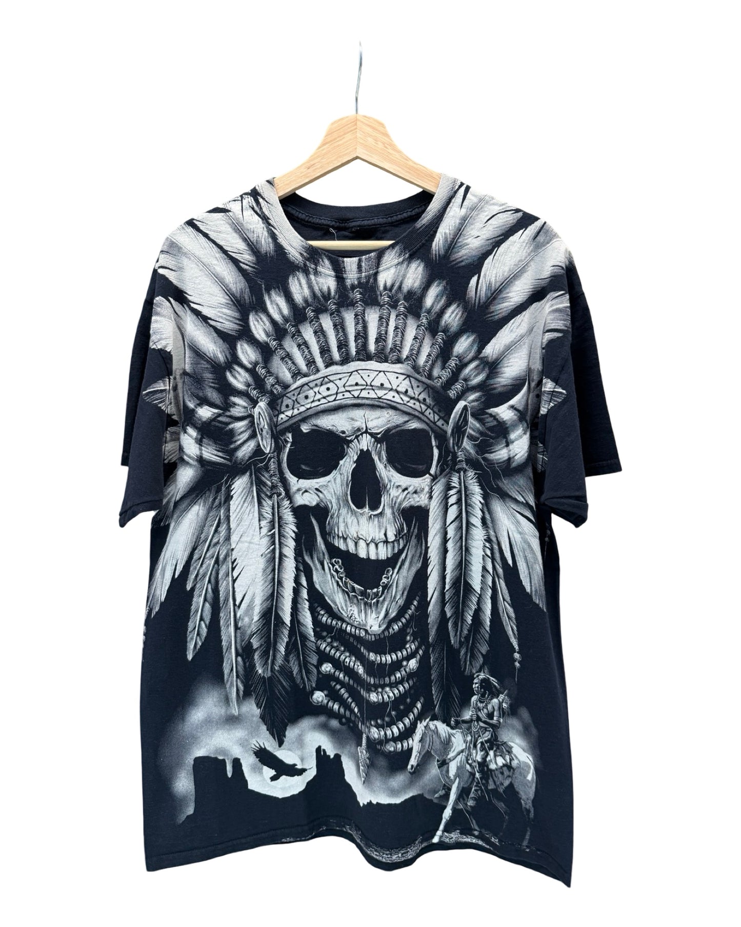 Vintage 90s Native American Skull Big Print Tee
