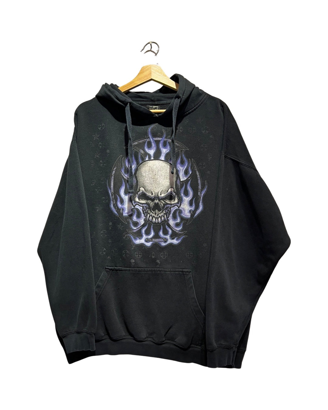 Vintage 90s Skull & Flames Skateboard Hoodie