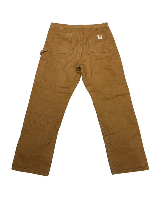 Vintage Carhartt Tan Flannel Double Knee Carpenter Pants size 34