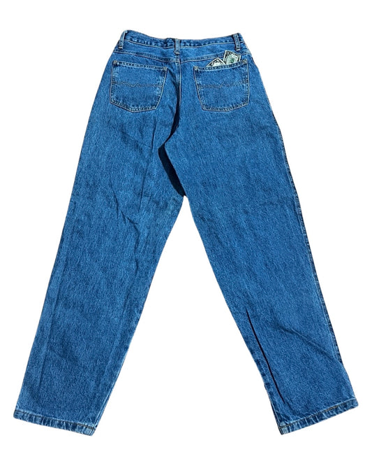 28 x 30 Vintage 80s Jou Jou Money Print Jeans