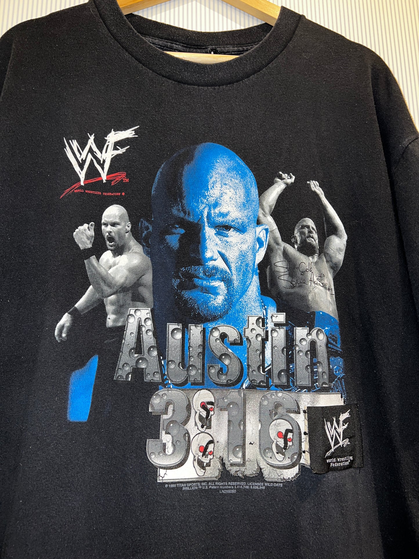 Vintage 1998 WWF Stone Cold Steve Austin Patch Tee