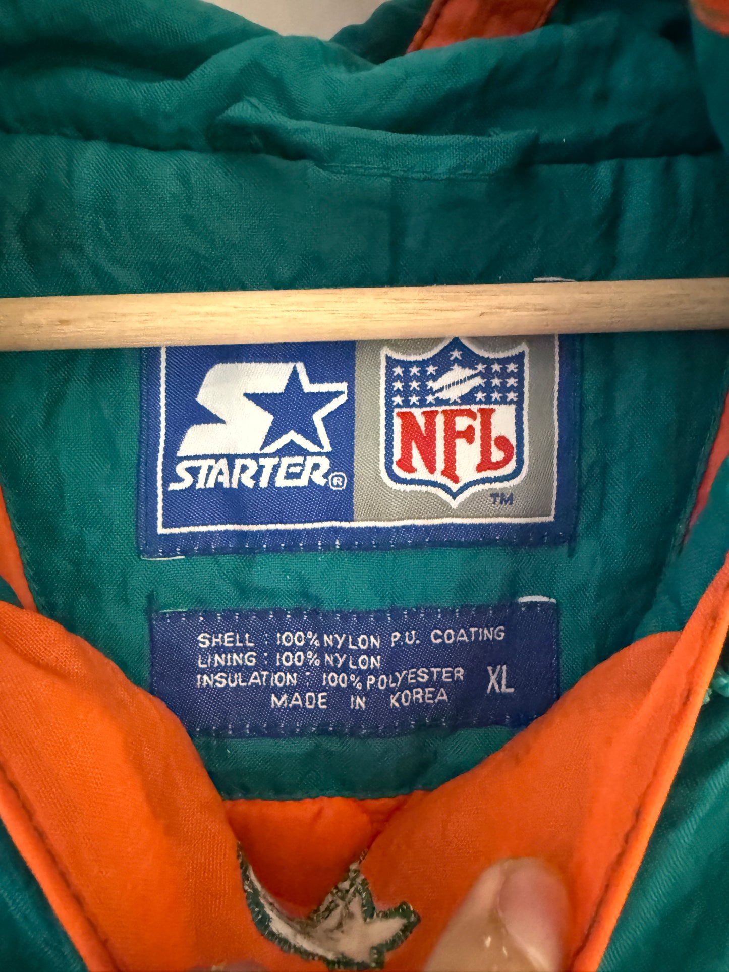 Vintage 90s Miami Dolphins Starter Puffer Jacket