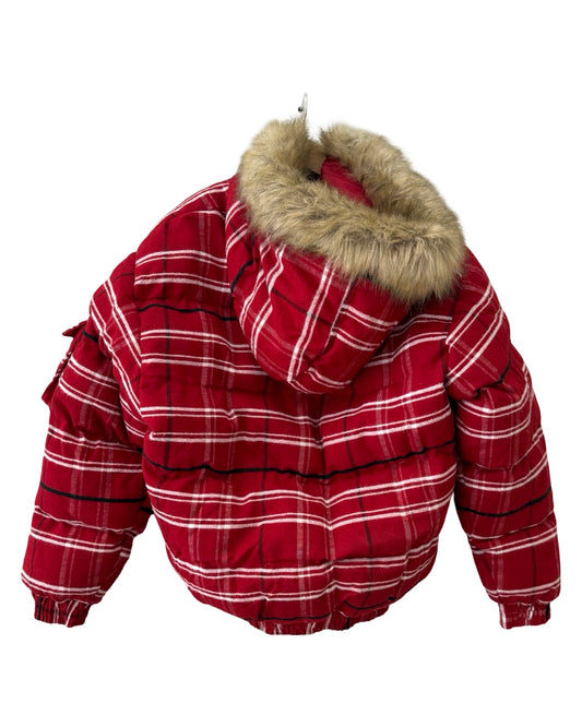 Vintage y2k Red Flannel Hip Hop Puffer Jacket