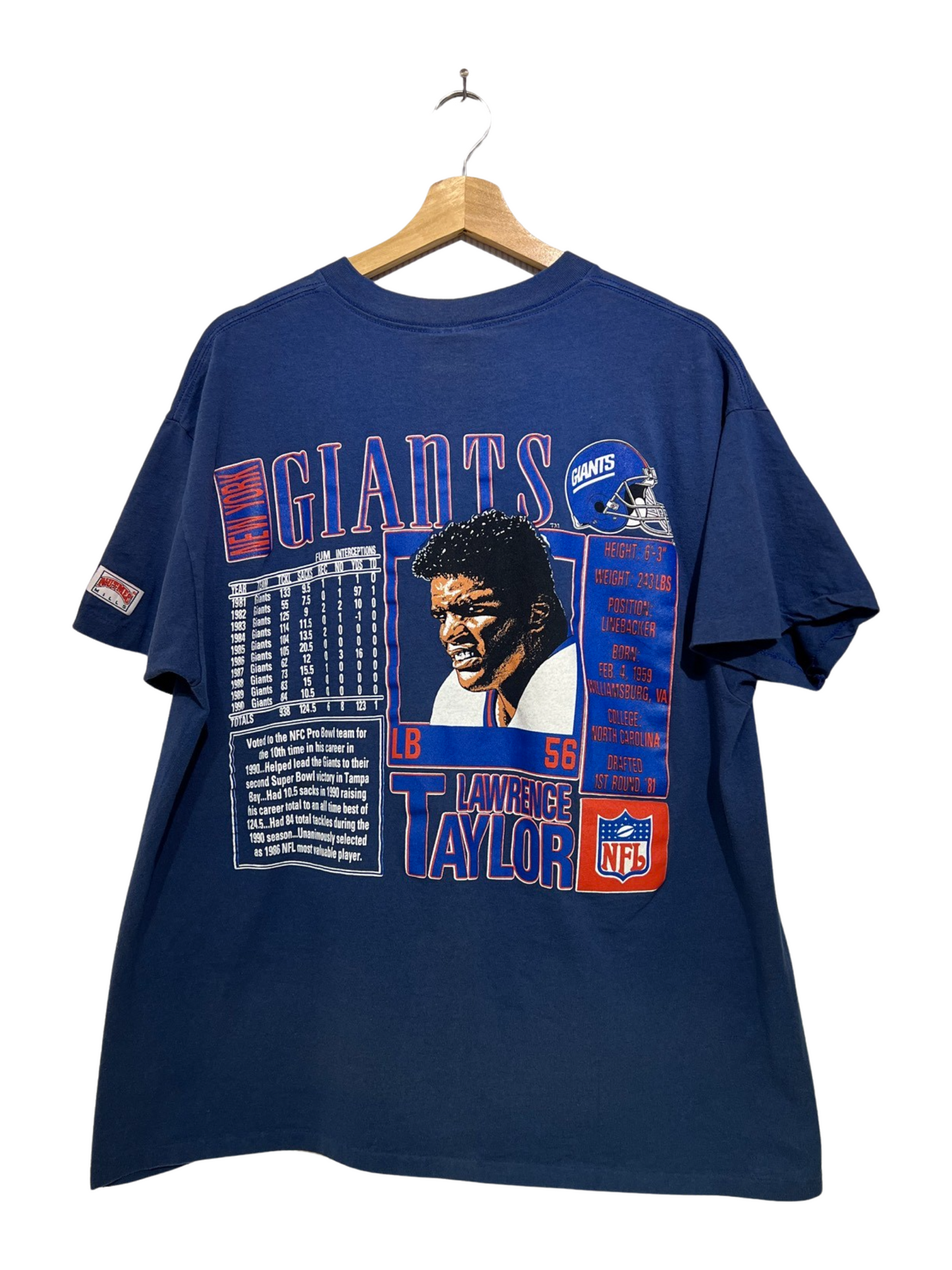 Vintage 90s Lawrence Taylor New York Giants Nutmeg Tee