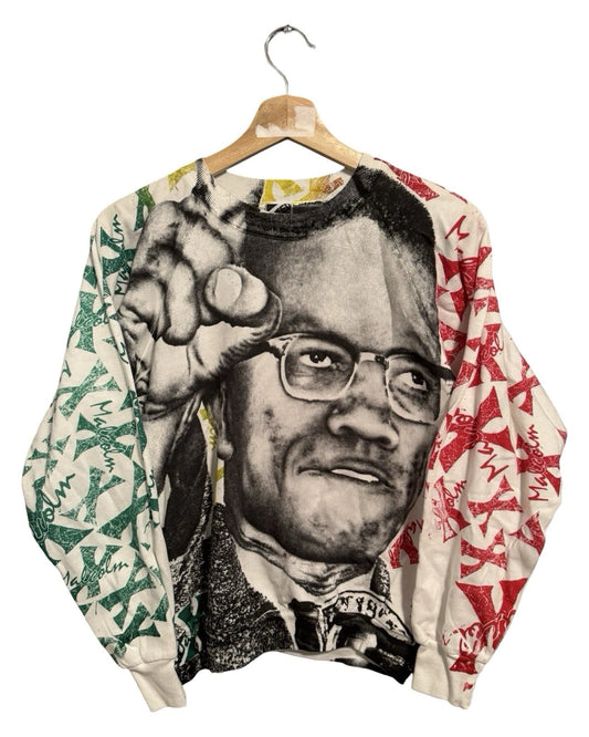 Vintage 90s Malcolm X All Over Print Crewneck