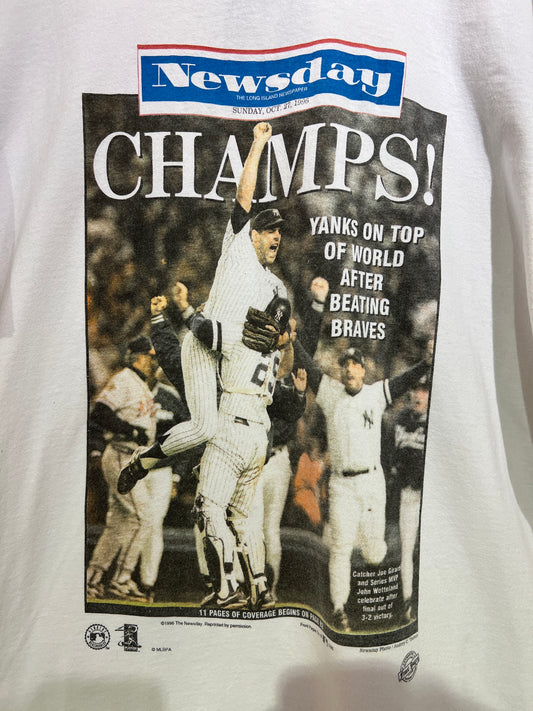 Vintage Rare 1996 New York Yankees Champions Newspaper Tee