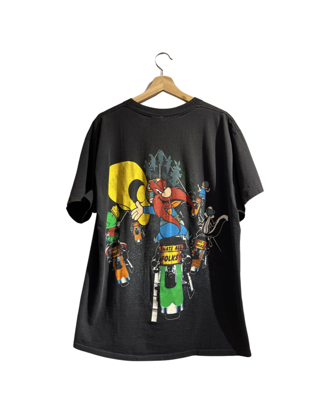 Vintage 1993 Looney Tunes Double Sided Motorcycle Tee