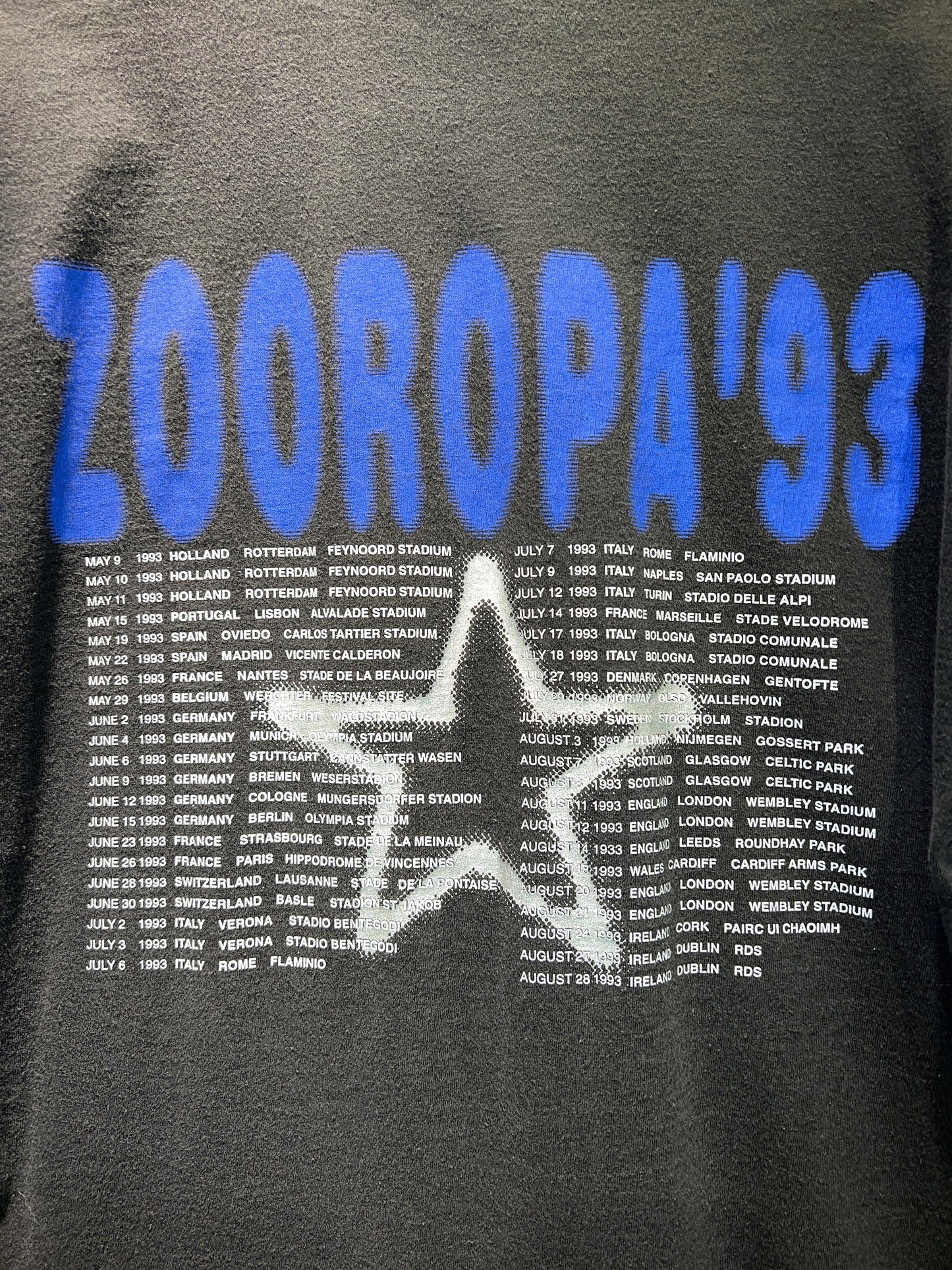 Vintage 1993 U2 Zooropa European Tour Tee