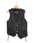 Vintage 90s Leather Silver Chained Hearts Vest