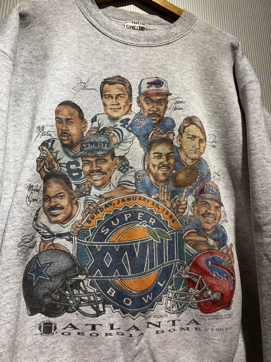 Vintage 1994 Dallas Cowboys vs Buffalo Bills Super Bowl Crewneck