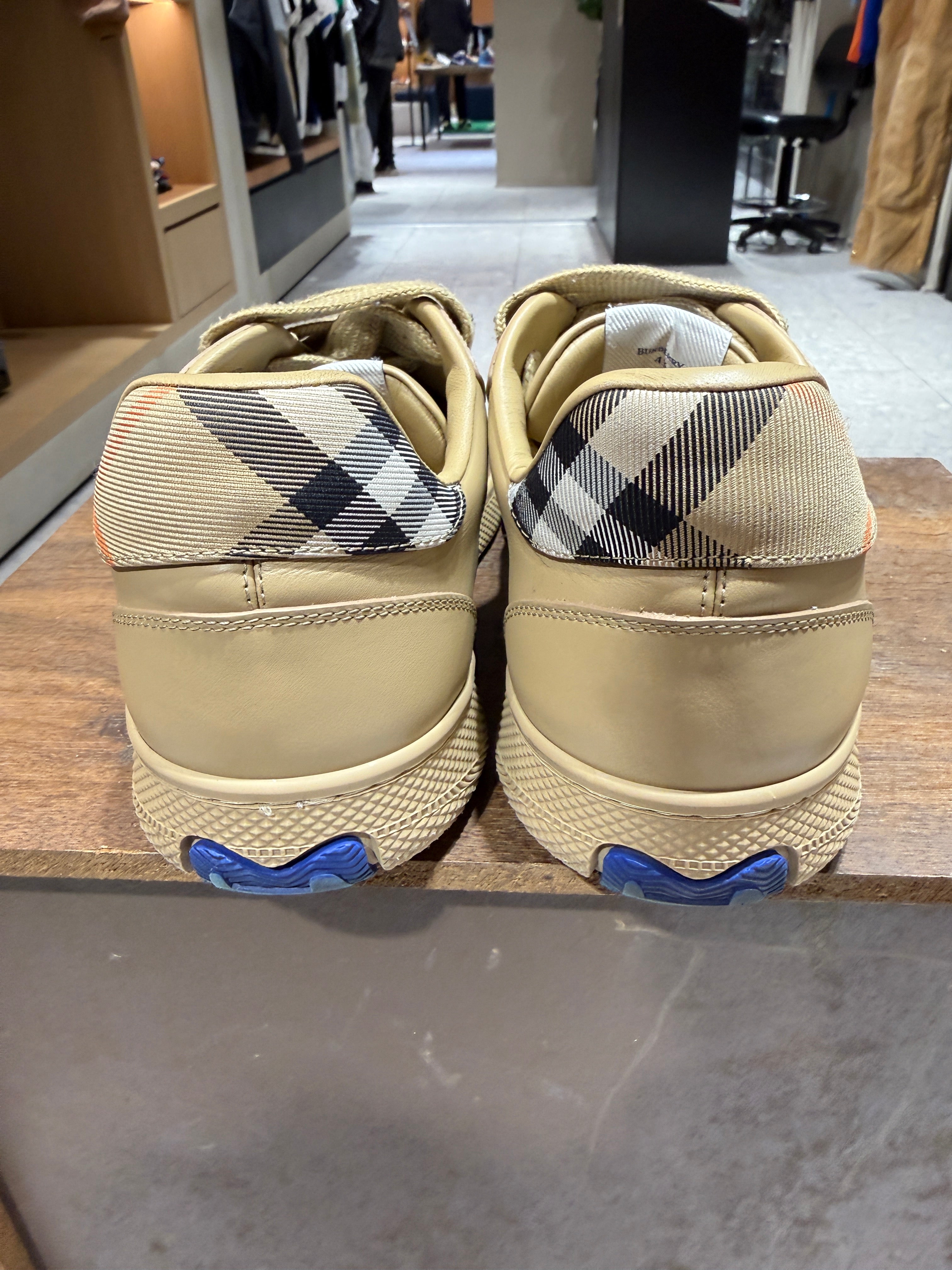US 10 Burberry Leather Check Terrace Sand Sneakers KIF Vintage