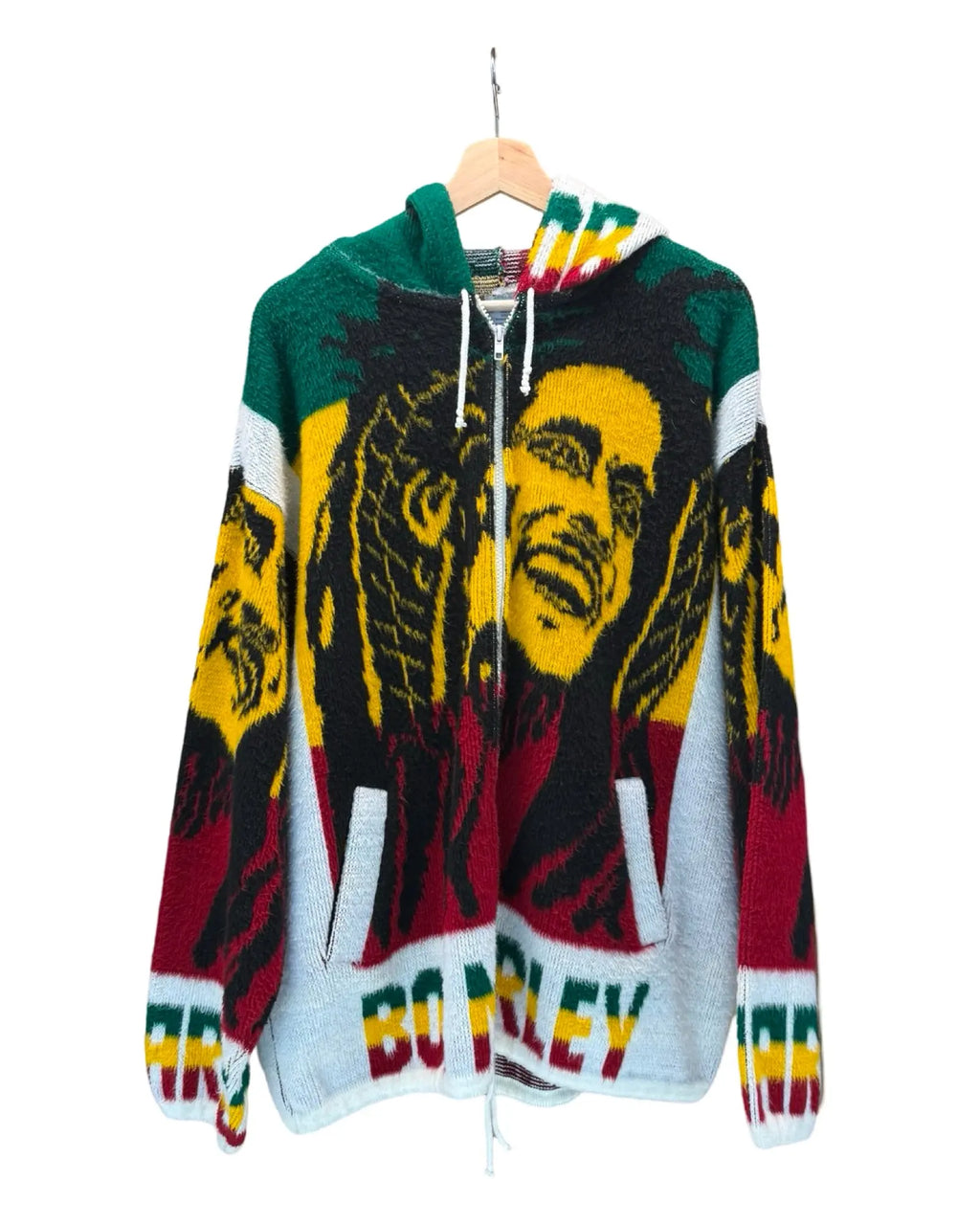 Vintage 90s Bob Marley Knit Zip Up Hoodie KIF Vintage