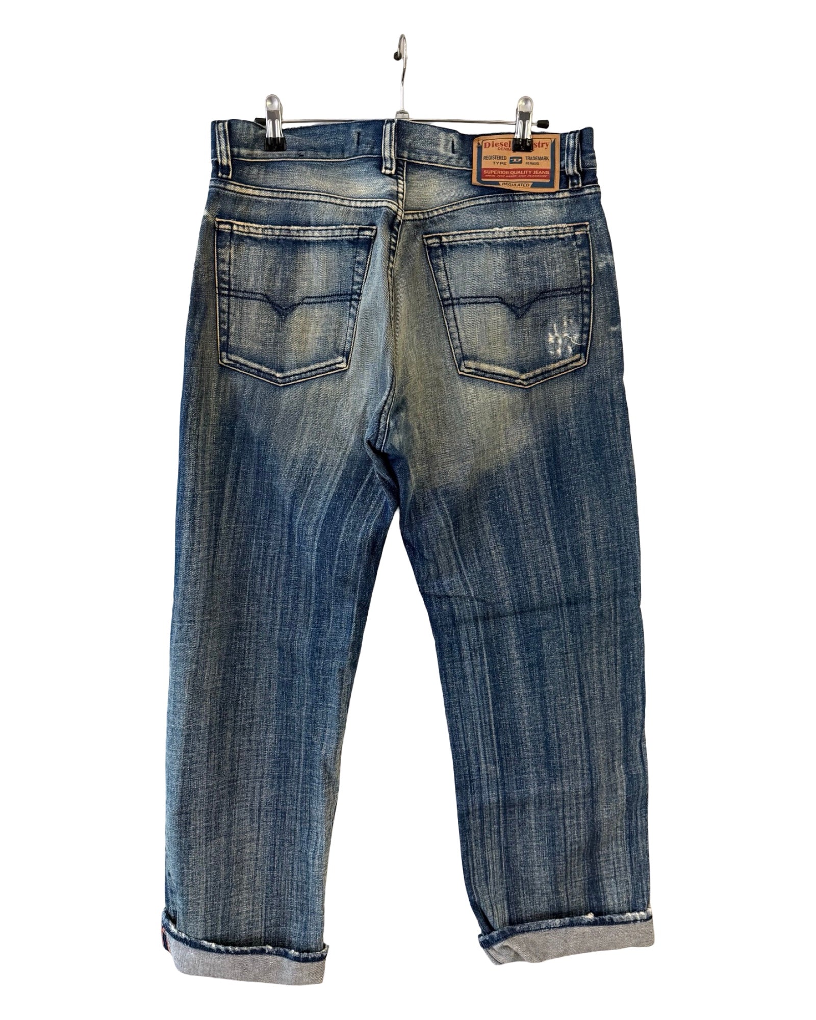 34 x 30 Vintage Diesel Industry Faded Denim Jeans