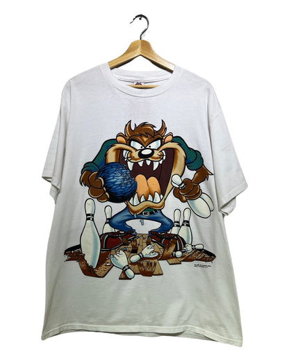 Vintage 1995 Taz Looney Tunes Bowling Double Sided Tee