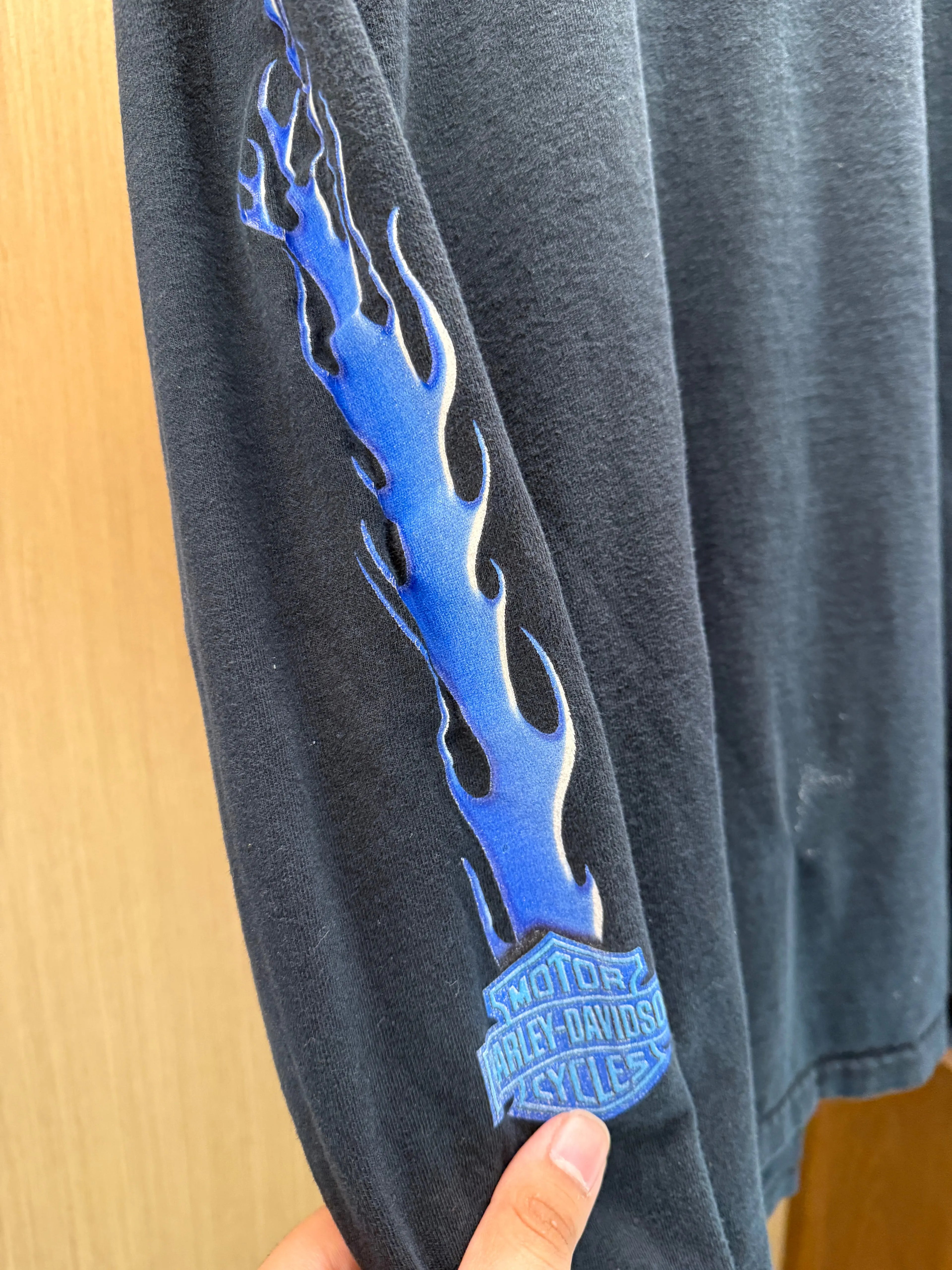 Vintage 2001 Harley Davidson Blue Flames L/S Tee KIF Vintage