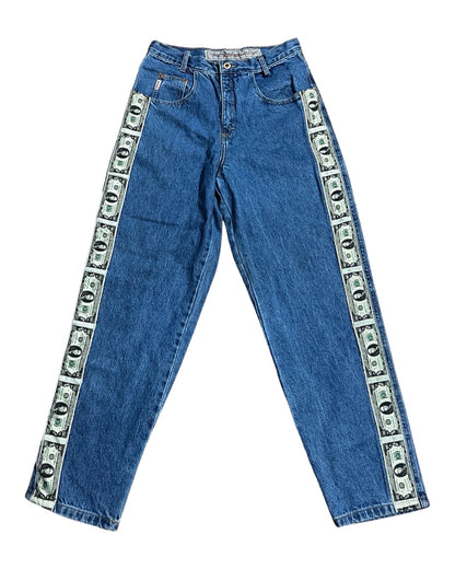 28 x 30 Vintage 80s Jou Jou Money Print Jeans