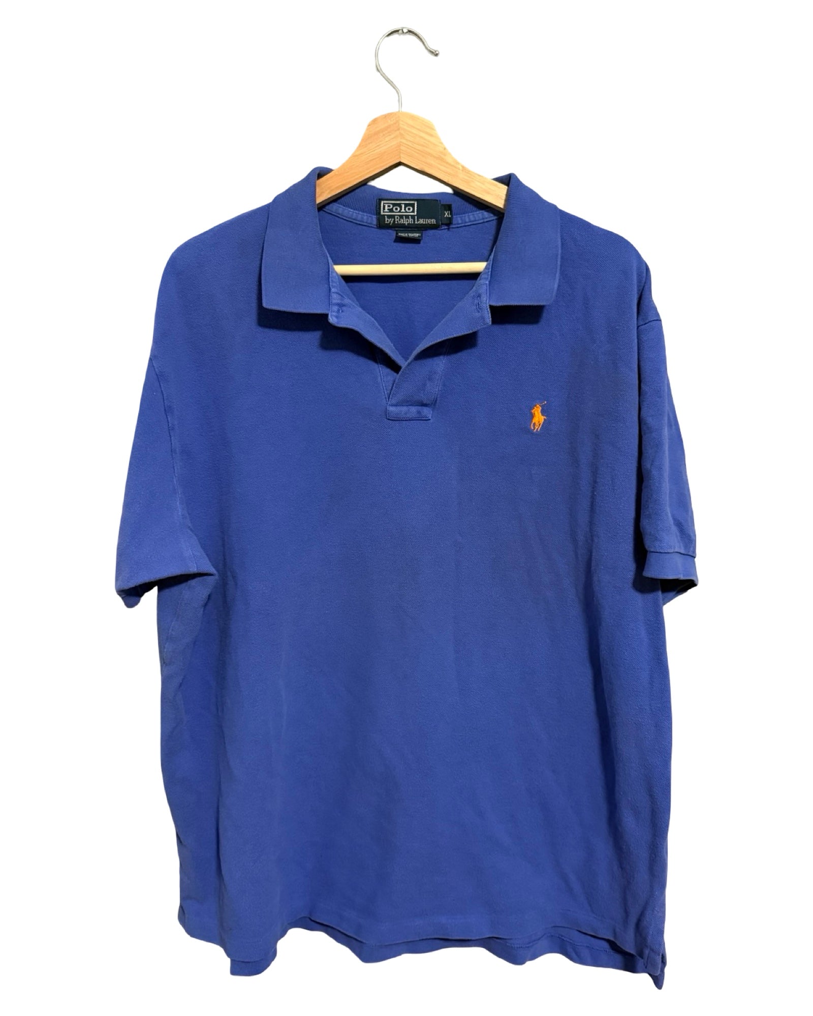 Camisa vintage Polo Ralph Lauren con logo azul y naranja