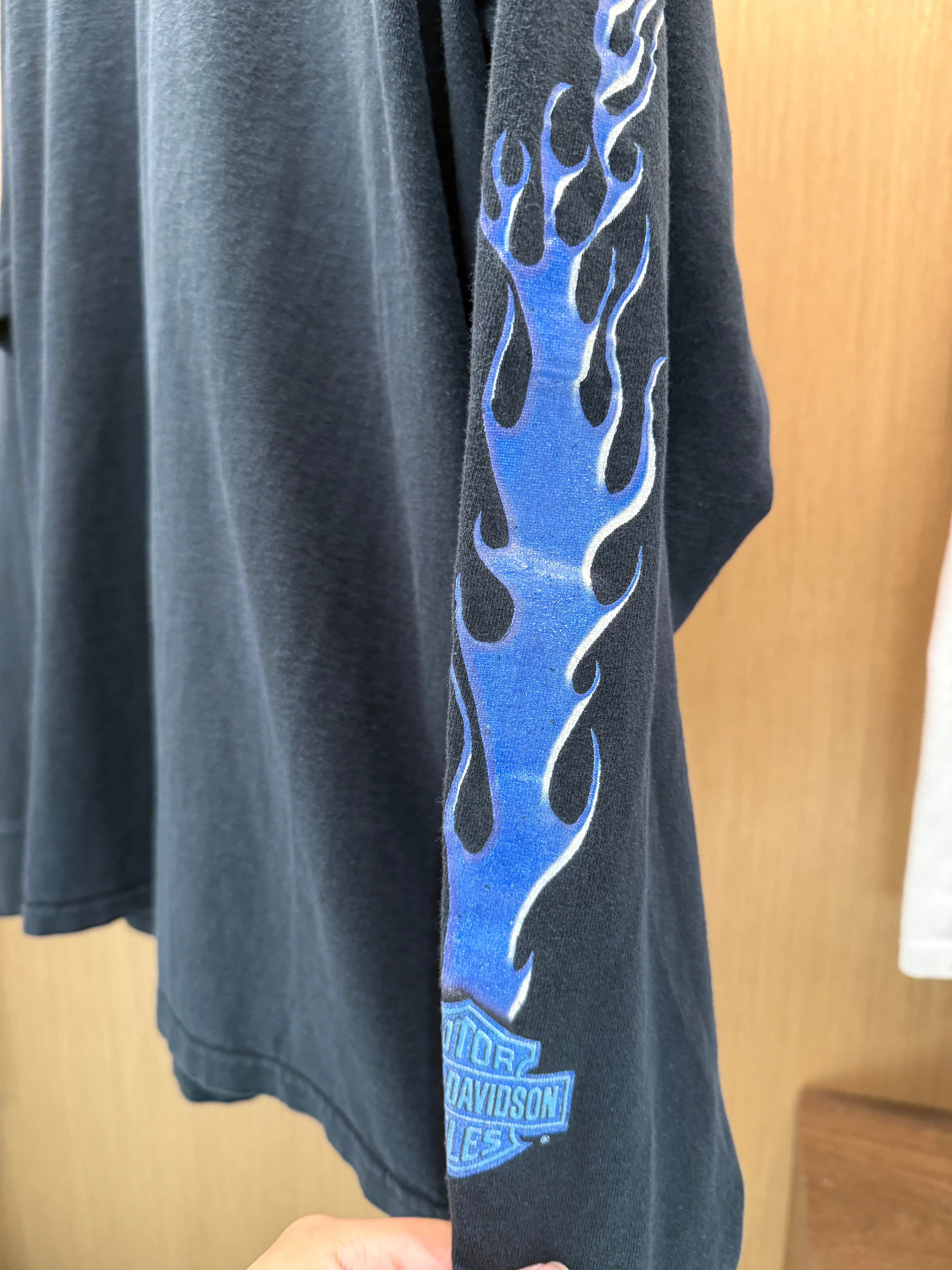 Vintage 2001 Harley Davidson Blue Flames L/S Tee KIF Vintage
