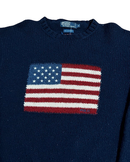 Vintage 90s Polo Ralph Lauren Flag Lambswool Sweater