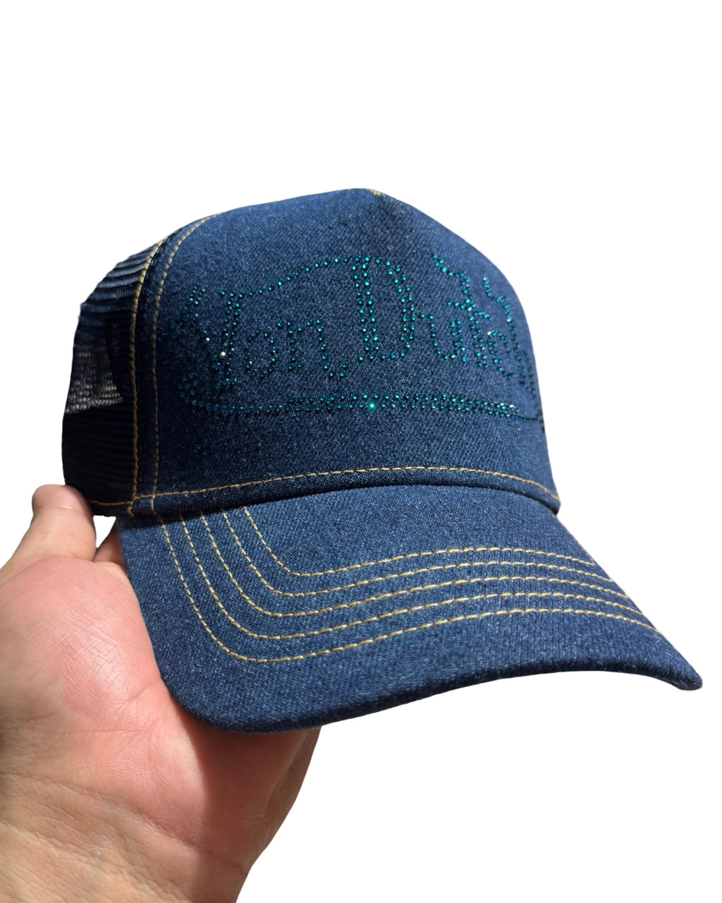 Von Dutch Denim Bedazzle Sample Trucker Hat