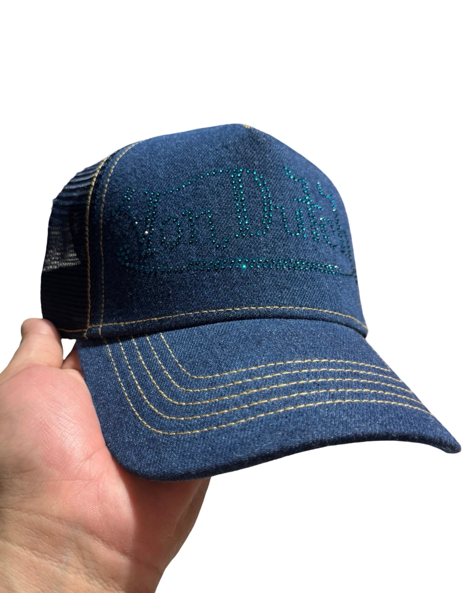 Von Dutch Denim Bedazzle Sample Trucker Hat