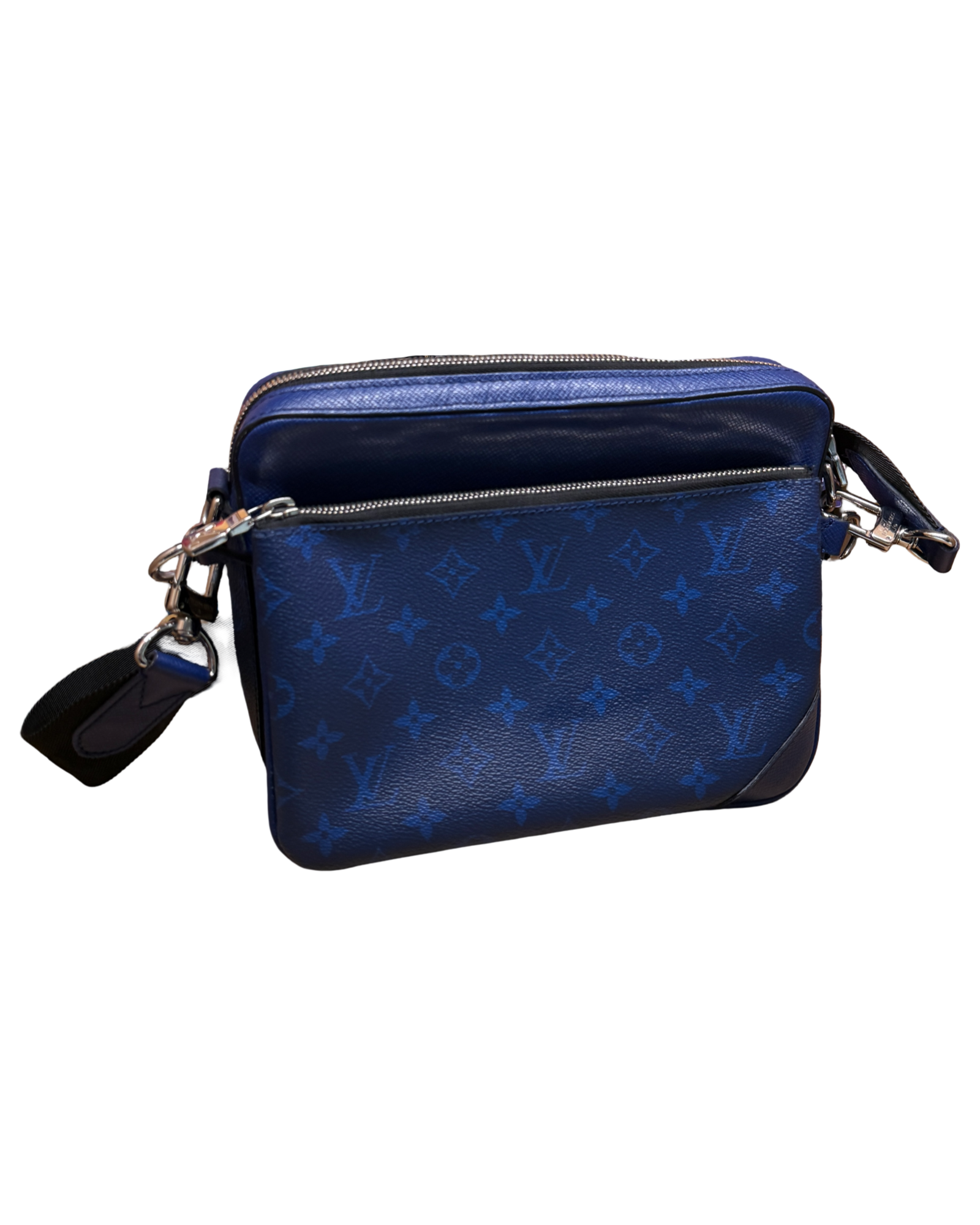 Louis Vuitton Trio Monogram Taigarama Cobalt Blue Messenger Bag KIF Vintage