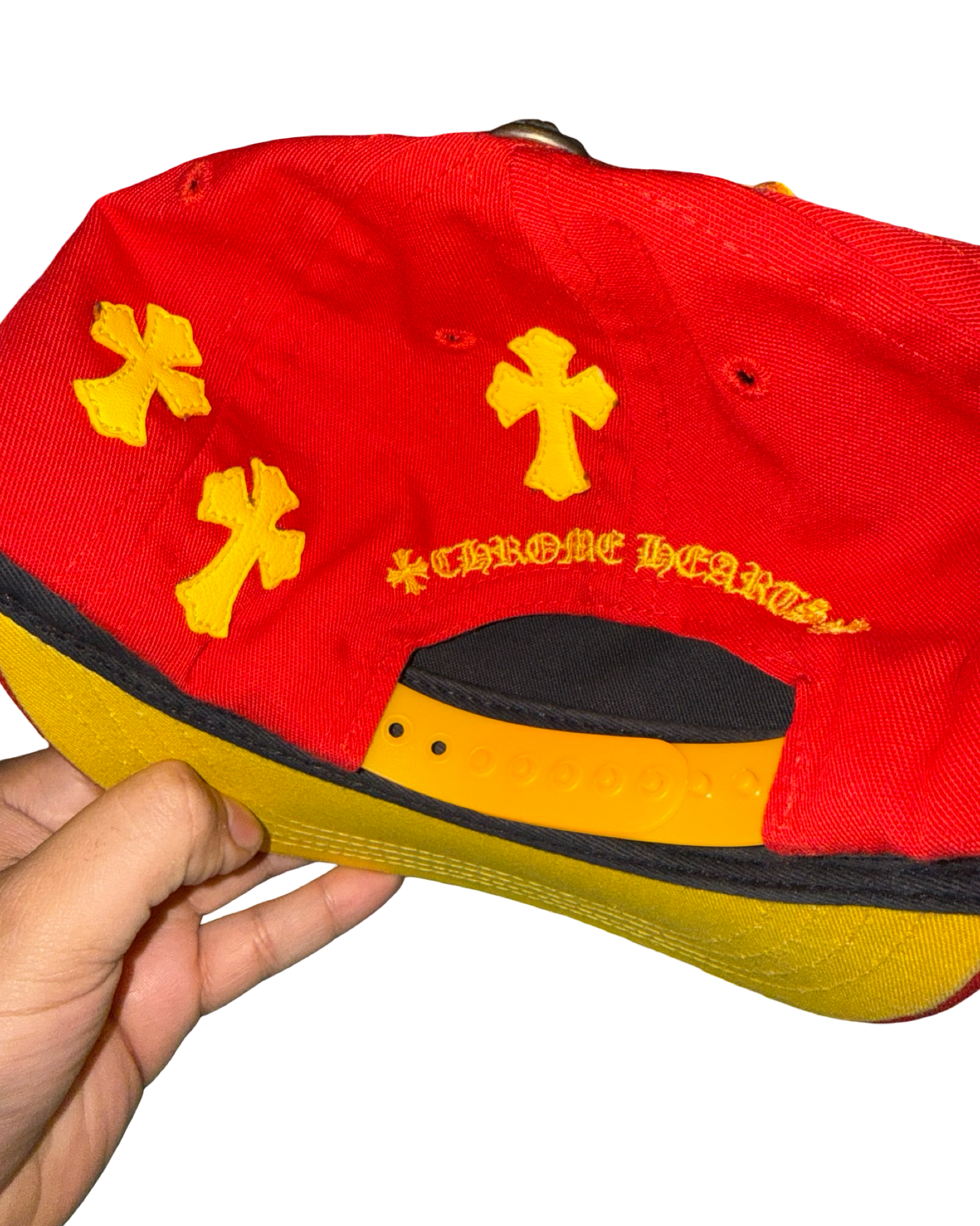 Chrome Hearts Red & Yellow Multi Leather Cross Hat