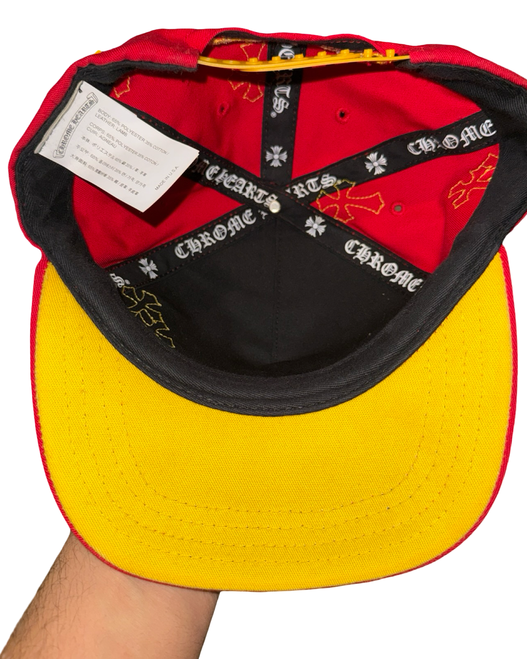 Chrome Hearts Red & Yellow Multi Leather Cross Hat KIF Vintage
