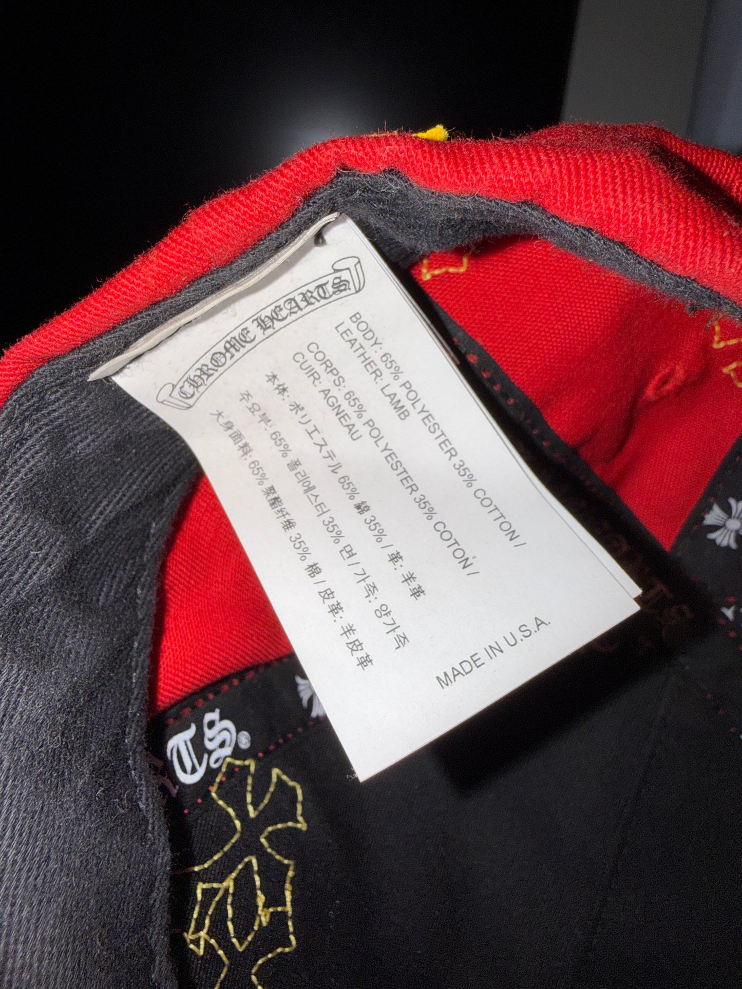 Chrome Hearts Red & Yellow Multi Leather Cross Hat