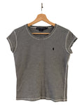 Womens Vintage Ralph Lauren Sport White Black Striped Tee