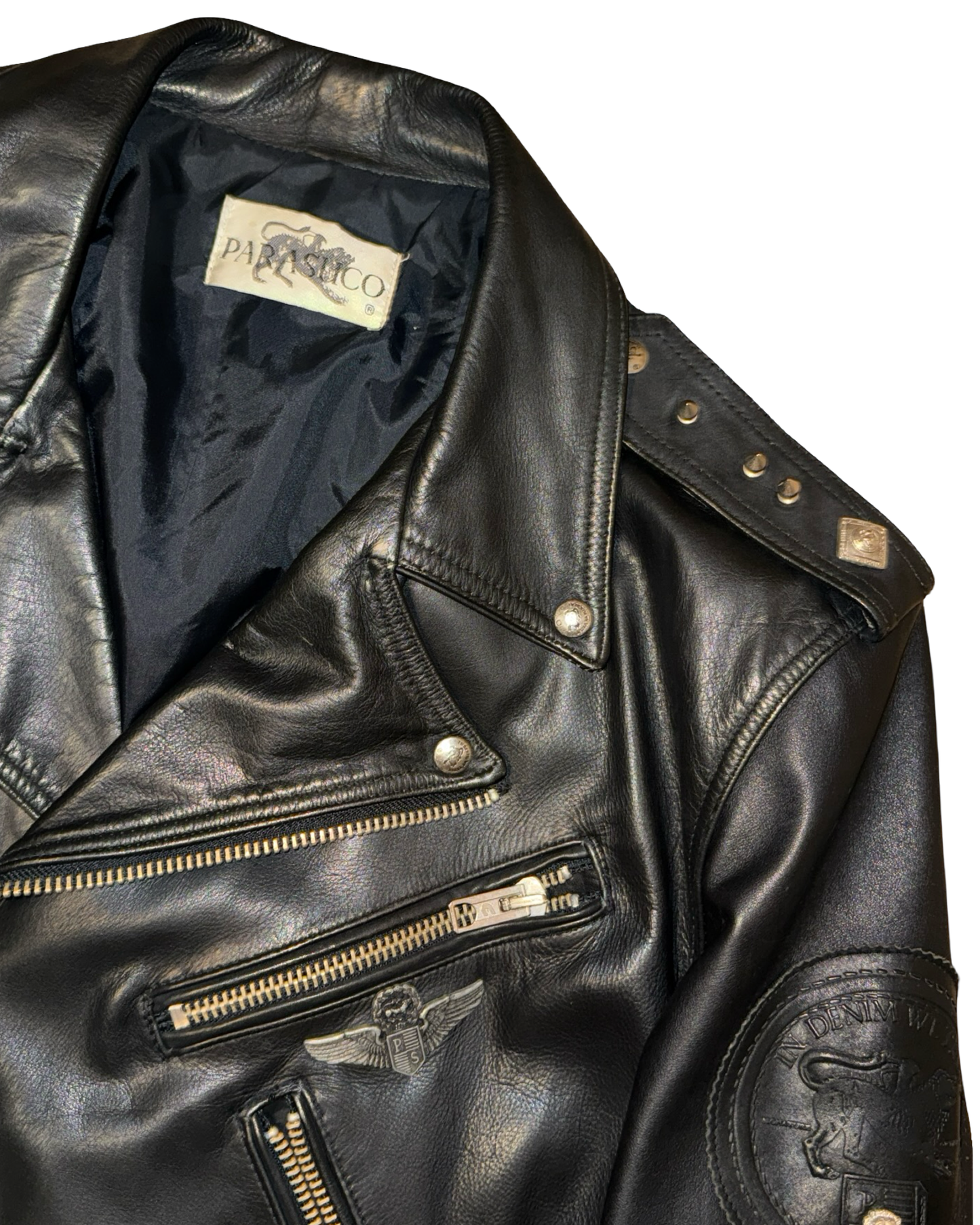 Vintage 90s Parasuco Studded Perfecto Leather Motorcycle Jacket
