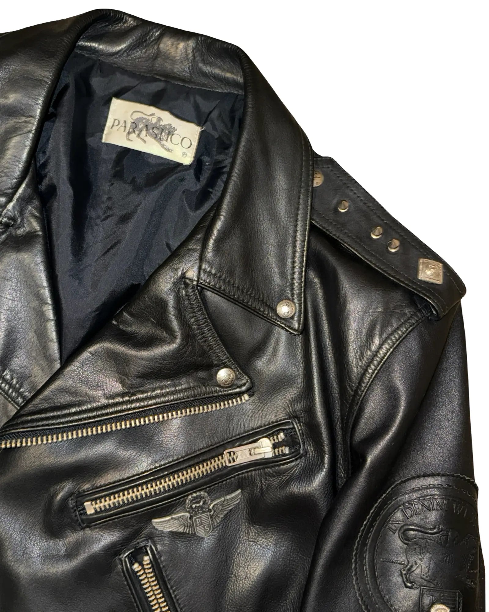 Vintage 90s Parasuco Studded Perfecto Leather Motorcycle Jacket KIF Vintage