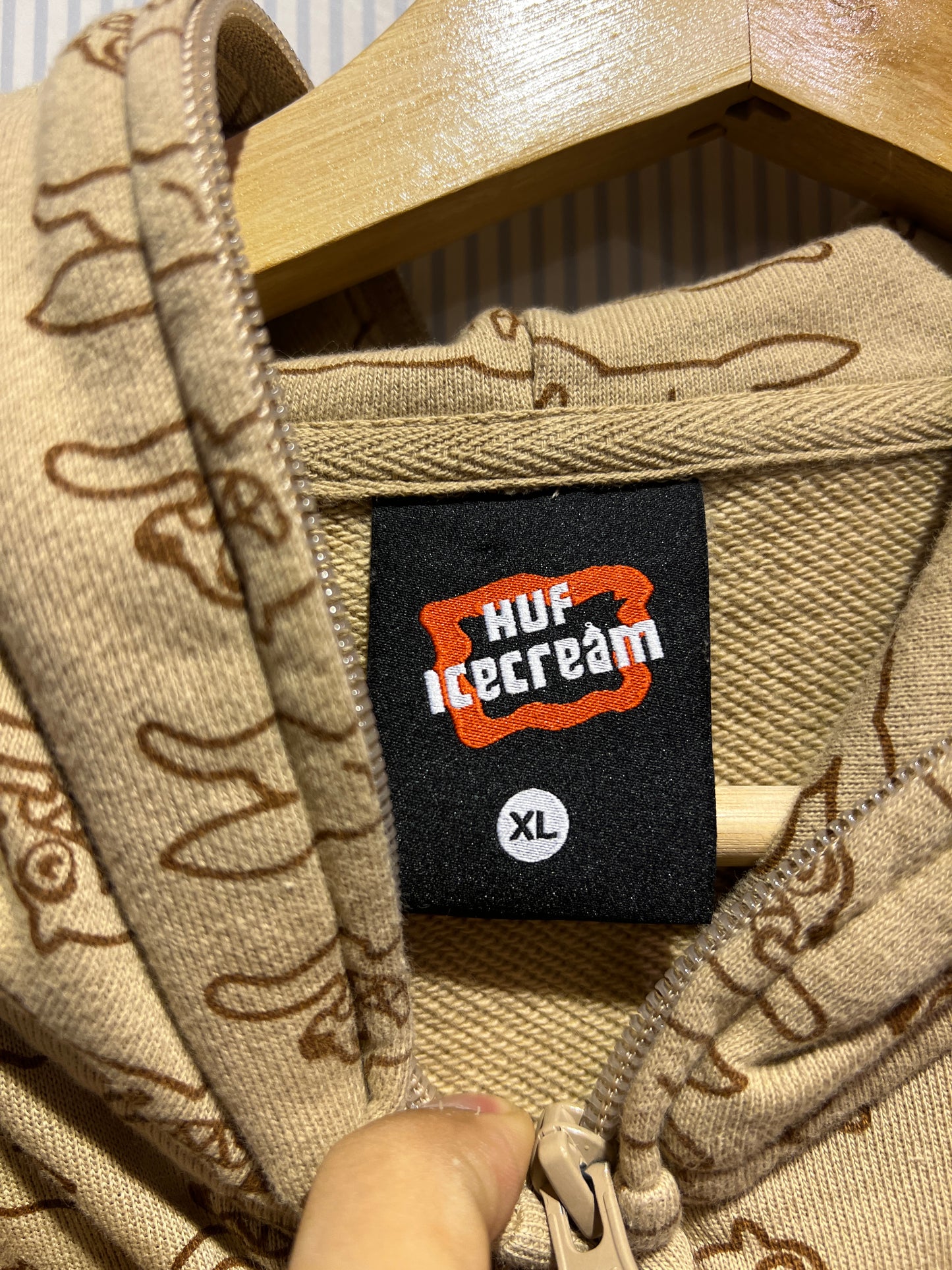 y2k BBC x HUF All Over Print Full Zip Up Hoodie