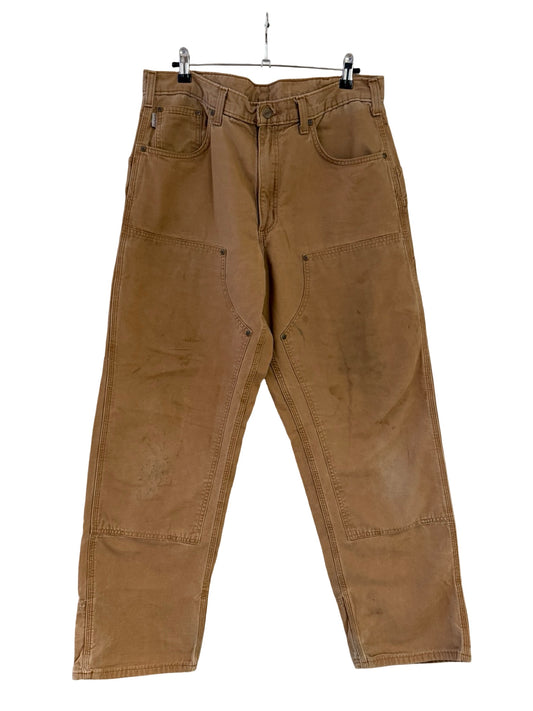 36 x 32 Vintage Carhartt Distressed Lightweight Tan Double Knee Pants
