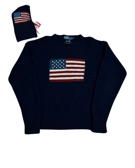 Vintage 90s Polo Ralph Lauren Flag Lambswool Sweater