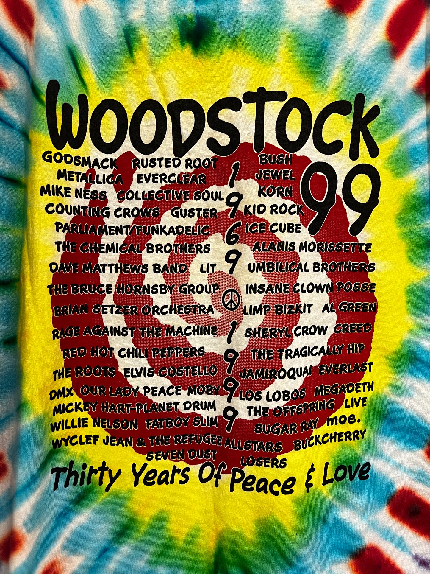 Vintage 1999 Woodstock Festival Line Up Tee