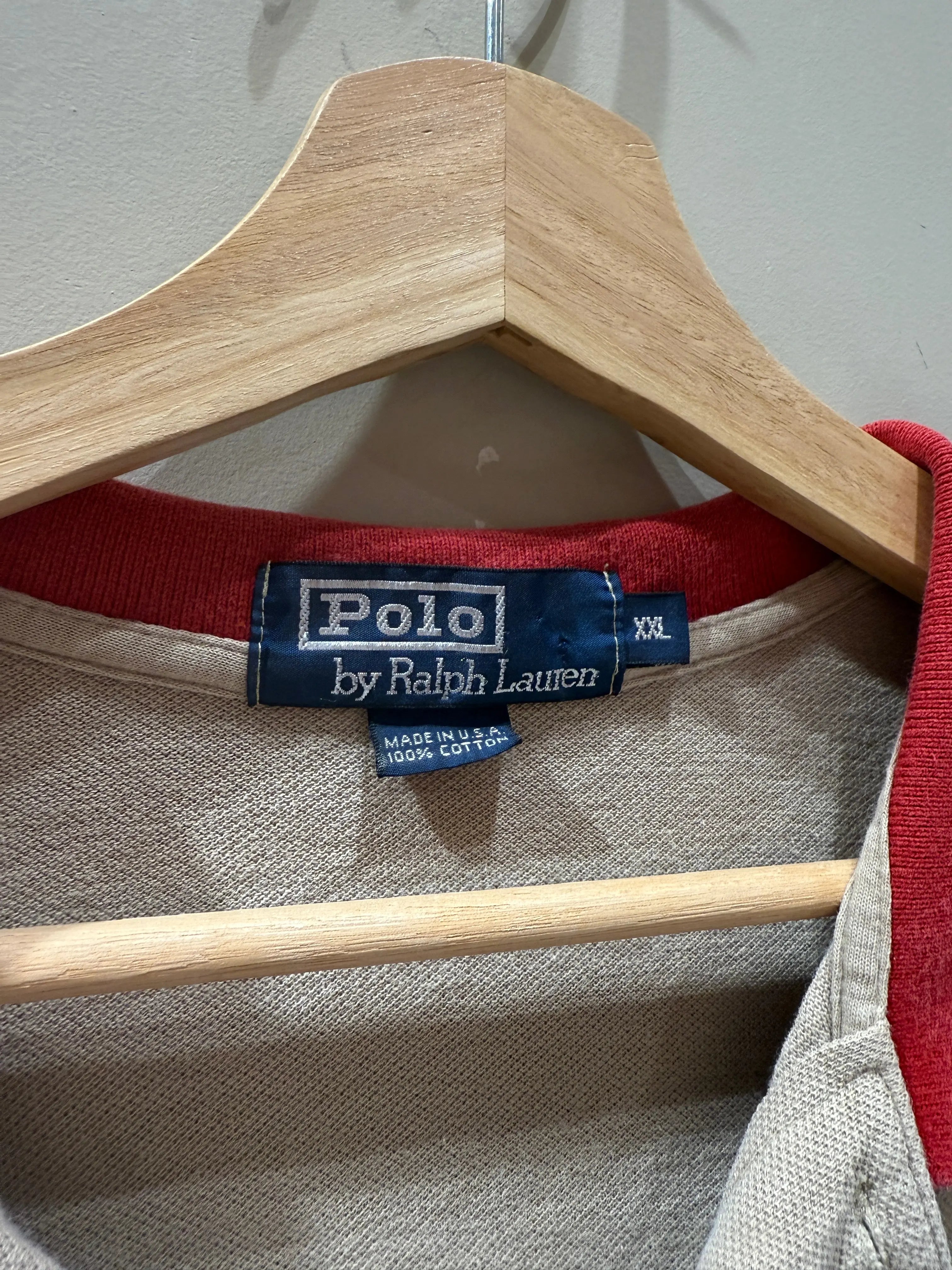 Vintage 90s Polo Ralph Lauren Colorblock Tan Shirt KIF Vintage
