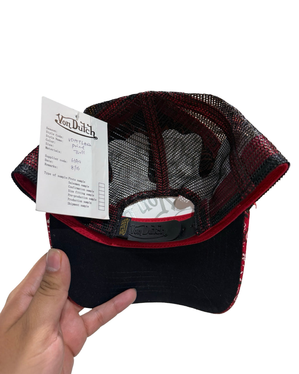 Von Dutch Red Paisley Print Sample Trucker Hat
